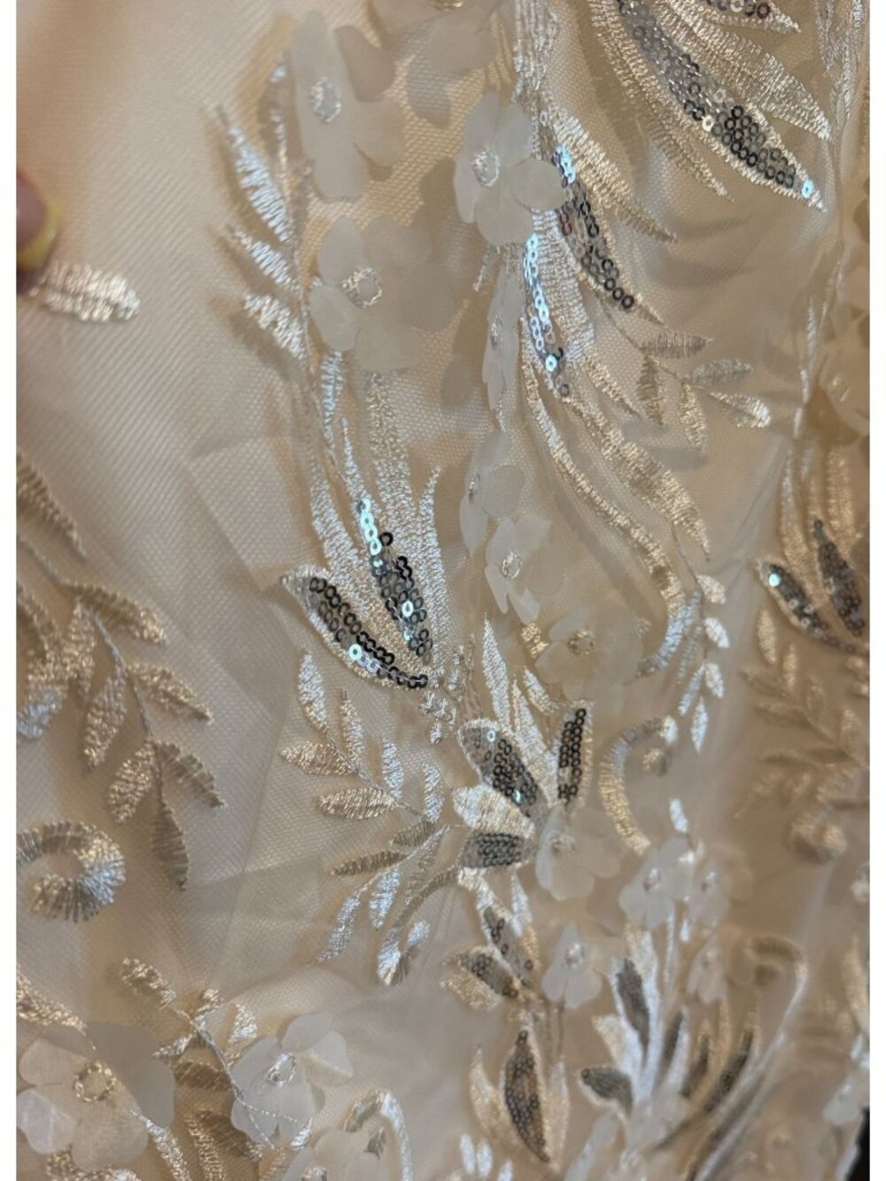 Eliza J Ivory Sequin Embroidered Balloon-Sleeve Gown Dress Size 6 NWT - Picture 6 of 13